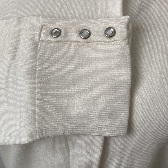 Express Design Studio White 3/4 Sleeve Button Down Sweater - Picture 5 of 10